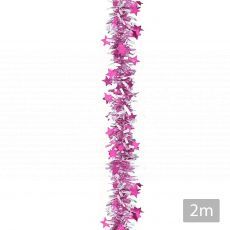Christmas Pink Shimmery Star Tinsel Garland (2M)