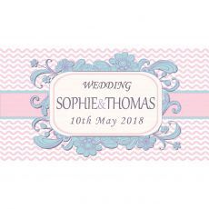 Pink Wave Wedding Personalised Banner