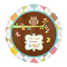 Baby Shower Loves You Baby Owl Foil Balloon