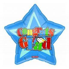 Congrats Grad Blue Star Foil Balloon 18In