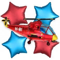Helicopter Red Vehicle Balloon Bouquet