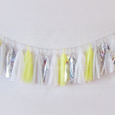 Lemon Grey Paper Tassel Garland Decoration