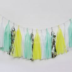 Lemon Mint Paper Tassel Garland Decoration