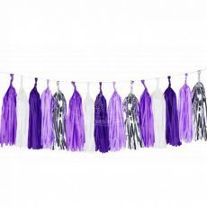 Lilac Metallic Paper Tassel Garland Decoration