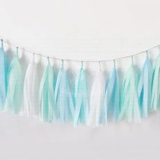 Minty Blue Paper Tassel Garland Decoration