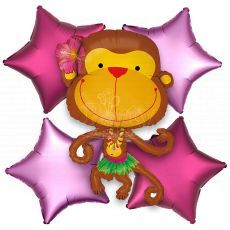 Monkey Girl Luau Aloha Balloon Bouquet
