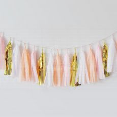 Peach Cream Paper Tassel Garland Decoration