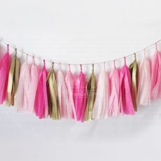 Pink Gold Paper Tassel Garland Decoration