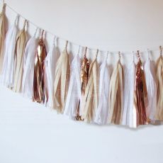 Rose Gold Tan Paper Tassel Garland Decoration