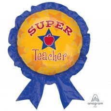 Teacher Super Award Ribbon Foil Balloon 30In