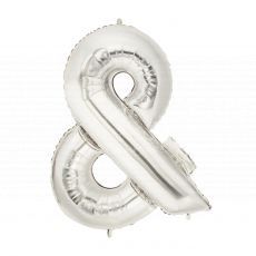 Ampersand Sign '&' Silver Foil Balloon