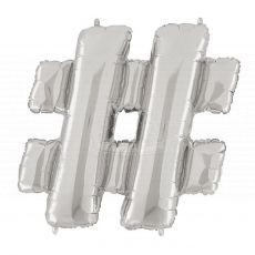 Hashtag Sign '#' Silver Foil Balloon