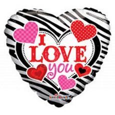 I Love You Zebra Pattern Balloon