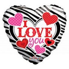 I Love You Zebra Pattern Balloon