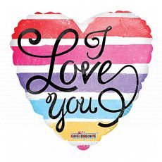 Love You Watercolour Brushes Foil Balloon