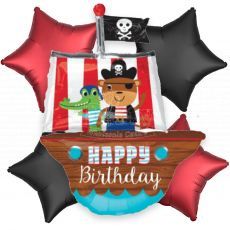 Pirate Ship Happy Birthday Balloon Bouquet