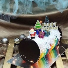 Christmas Rainbow Log Cake