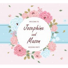 floral blue stripe customised banner