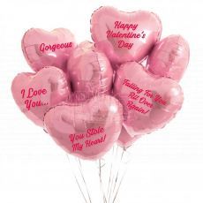 Customized Pink Heart Helium Balloon Bouquet