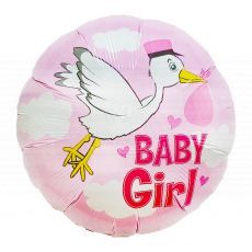 Baby Girl Stork Baby Shower Foil Balloon