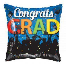 Congrats Grad Silhouette Graduation Blue Foil Balloon