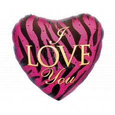 I Love You Pink Zebra Balloon 18inch