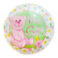 It's A Girl Bear Baby Shower Foil Balloon