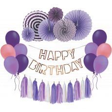 Purple Happy Birthday Decoration Party Supplies Singapore