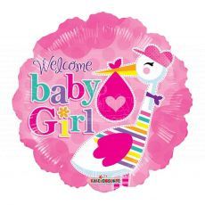Welcome Baby Girl Stork Baby Shower Balloon
