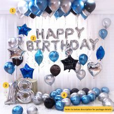 Blue Happy Birthday Party Supplies Balloon Set