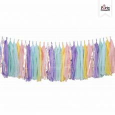 Pastel Rainbow Tissue Tassel Garland Decoration