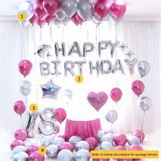Pink Happy Birthday Party Supplies Balloon Set