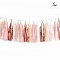 Misty Rose Gold Tissue Tassel Garland Party Supplies