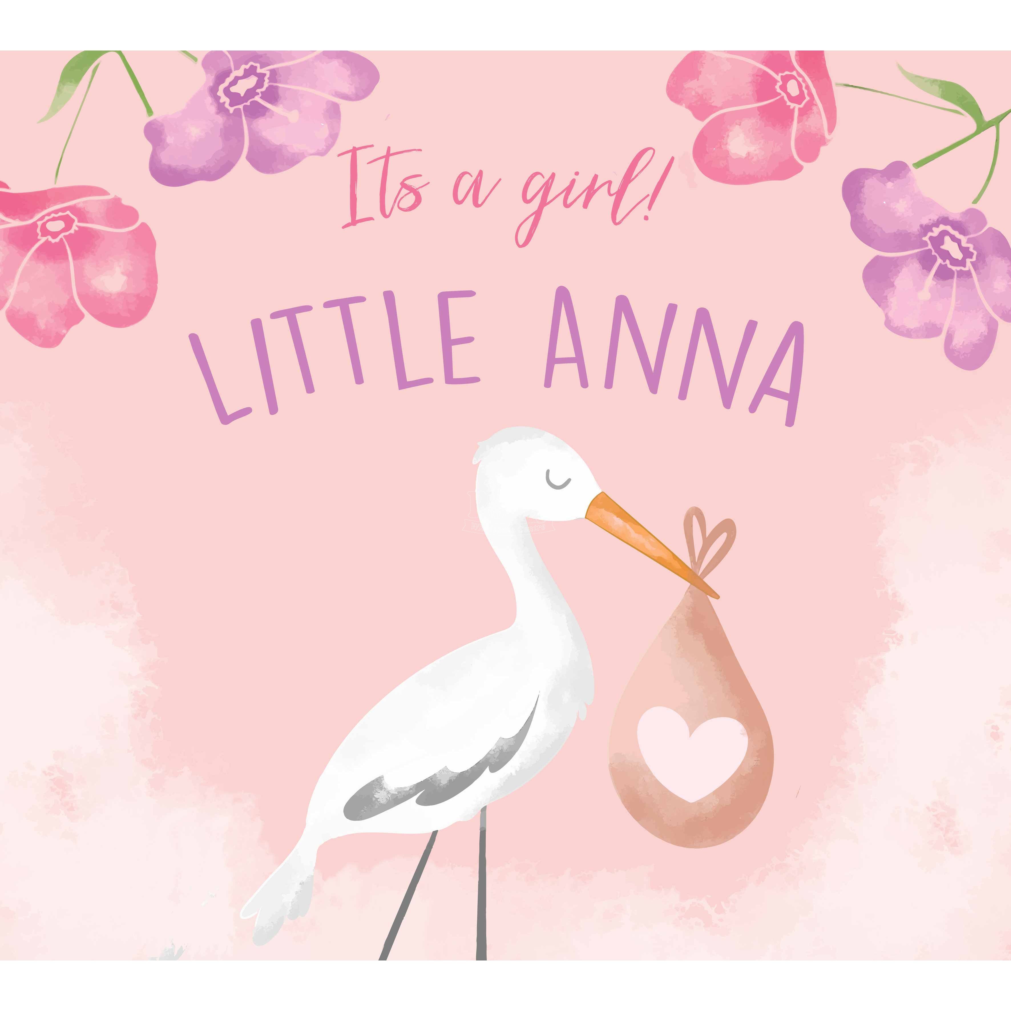 Baby Shower Girl Stork Customized Floral Banner Party Wholesale