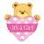 Baby Girl Big with Bear Heart Foil Balloon