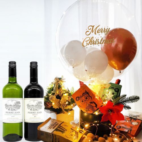 Christmas Hot Air Balloon Wine Hamper Gift