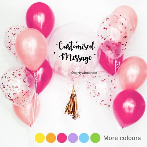 Pink Rose Gold Bespoke Customised Bubble Helium Balloon Party Wholesale