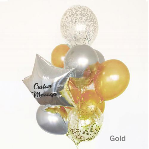 Gold Customised Confetti Helium Balloon Bouquet Party Wholesale