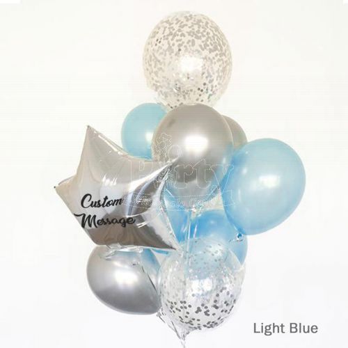 Light Blue  Customised Confetti Helium Balloon Bouquet Party Wholesale