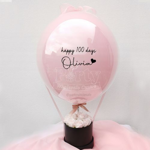 Personalized Pink Roses Hot Air Balloon Hamper