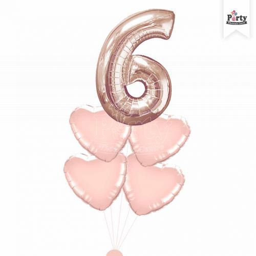 Jumbo Number 6 Rose Gold Balloon Bouquet Party Wholesale Singapore