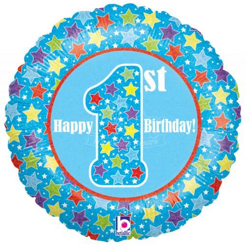 1st Birthday Blue Holographic Foil Balloon Party Wholesale