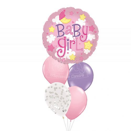 Welcome Baby Girl Helium Balloon Package