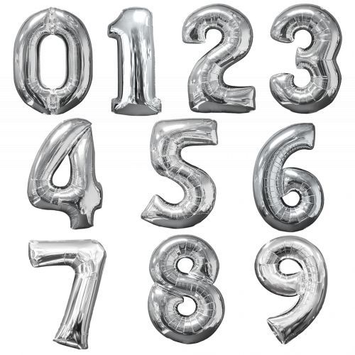 Jumbo Number Silver Foil Balloon 40inch