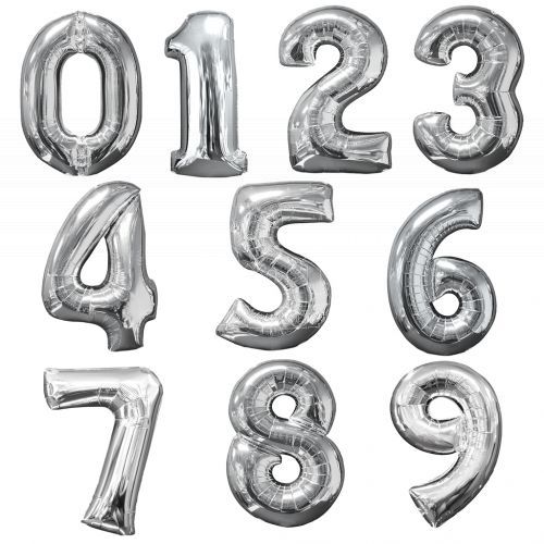 Jumbo Number Silver Foil Balloon 40in Party Wholesale