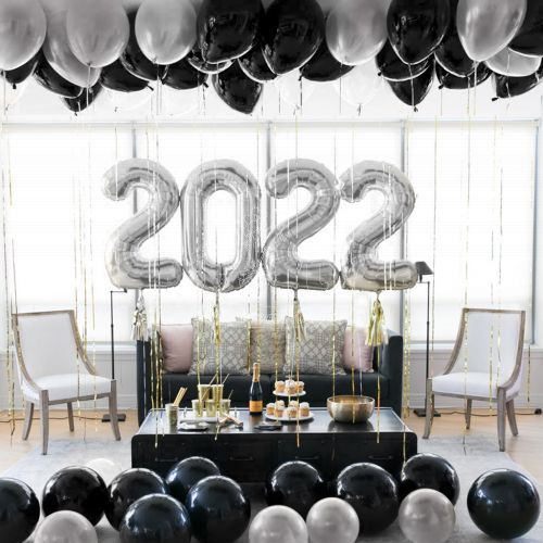 New Year 2022  Celebration Silver Helium Balloons Package Party Wholesale