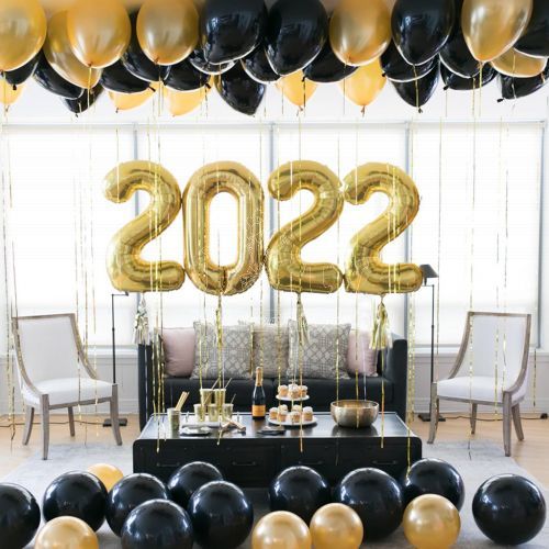 New Year 2022  Celebration Gold Helium Balloons Package Party Wholesale