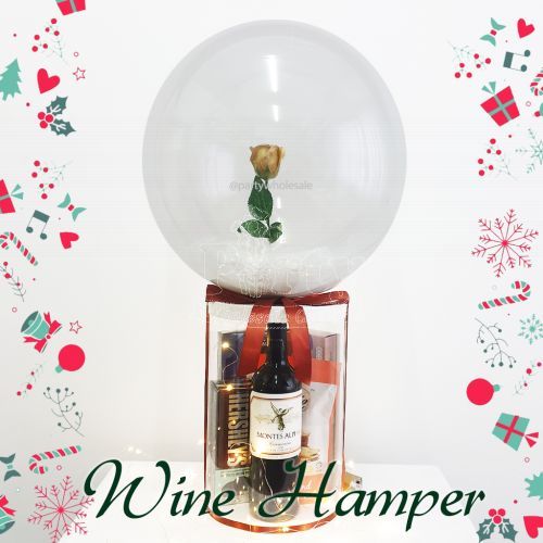 Personalised Truly Christmas Wine Gold Rose Flower Hot Air Balloon Hamper Gift Party Wholesale