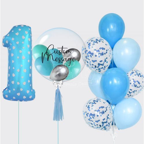 1st Birthday Blue Sparkle Balloon Package Singapore