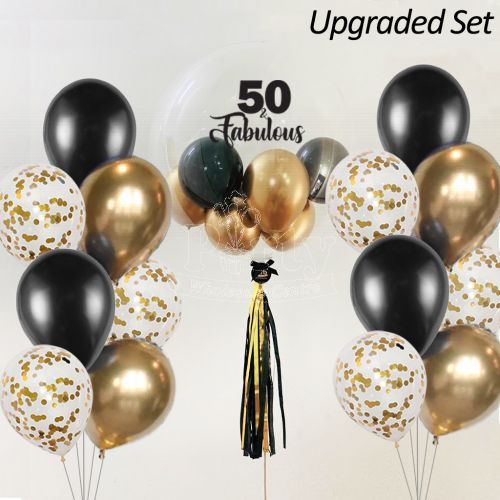 Personalized Black Gold Confetti Helium Balloon Surprise